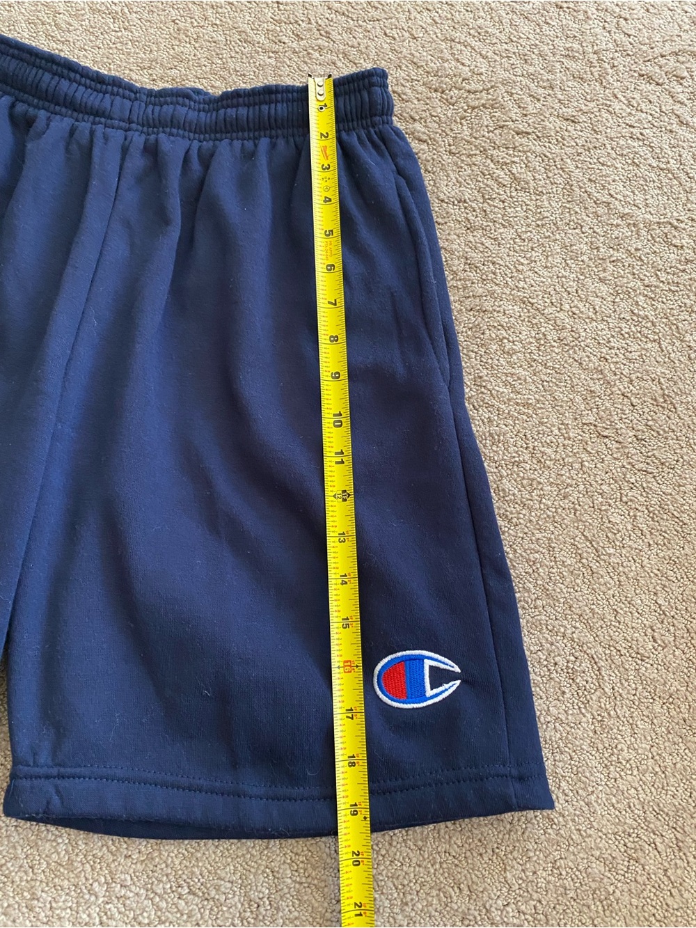 Champion Navy Boys Athletic Shorts with C Logo Patch